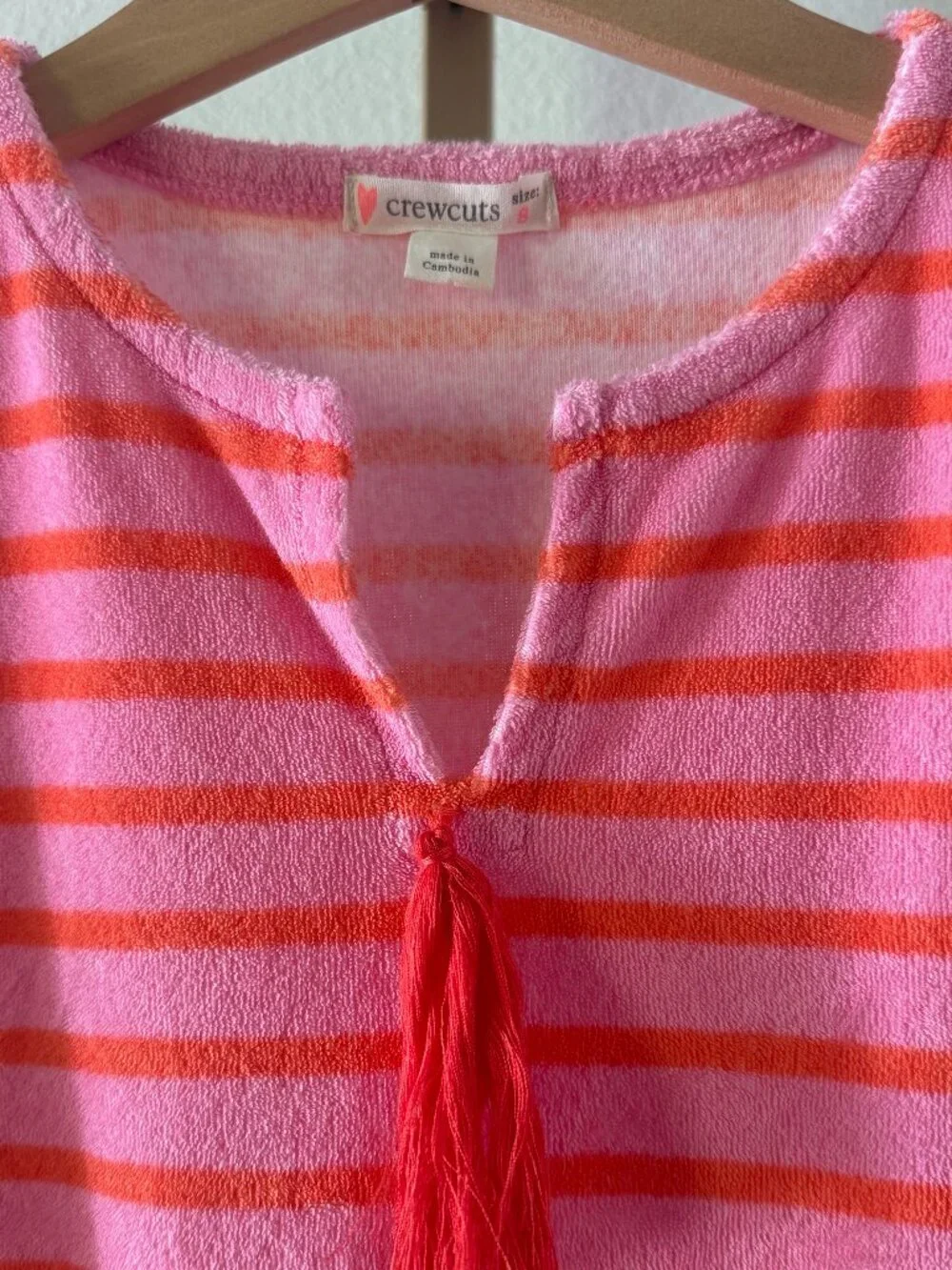 J.Crew Girls Terry Maxi Dress UPF 50 Pink Stripe Size 8
